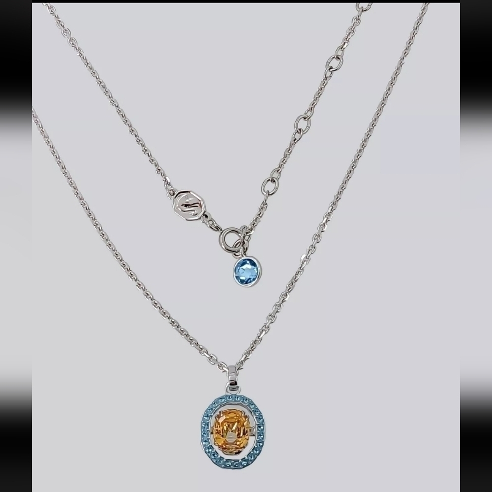 NWB 100% Authentic Swarovski Blue Yellow Crystal Chroma Pendant Necklace